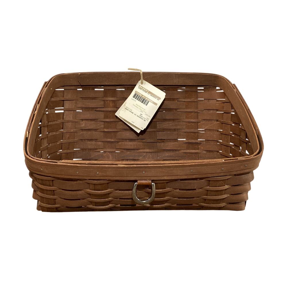 New Longaberger Large Desktop Sort & Store Basket Rich Brown Metal Ring 2009